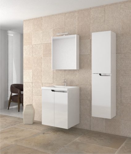 Piramida EURIDIKA 60 LH fali fürdőszobabútor - műmárvány mosdóval - 2 ajtós - 60 x 64 x 38 cm