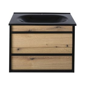   Piramida EURIDIKA OLIVA-FEKETE - fali fürdőszobabútor fekete mosdóval - 65 x 53 x 48 cm