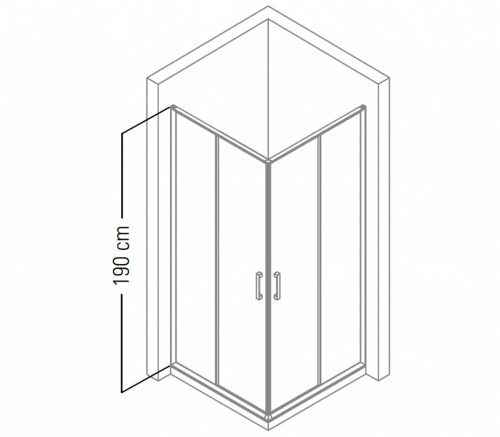 Vela Banyo TMP zuhanykabin - 90 SZÖGLETES - 5 mm víztiszta vízlepergető üveggel - 90 x 90 x 190 cm