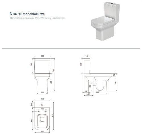 CeraStyle NOURA monoblokk WC - NEM FALIG érő talppal