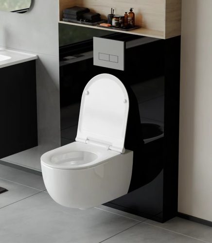 Eros ES BELLA SLIM fali WC - perem nélküli - WC ülőkével - VORTEX örvényöblítéssel - 49 cm