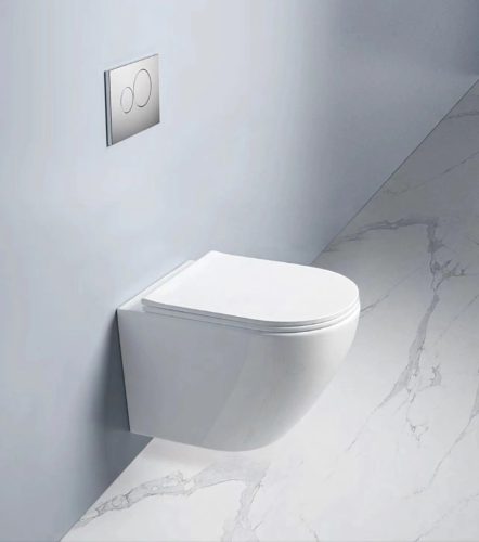 Eros ES BELLA SLIM fali WC - perem nélküli - WC ülőkével - VORTEX örvényöblítéssel - 49 cm