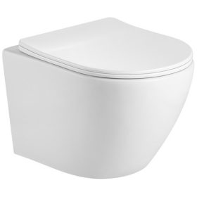   Eros ES OVAL fali WC - perem nélküli - WC ülőkével - VORTEX örvényöblítéssel - 53,5 cm