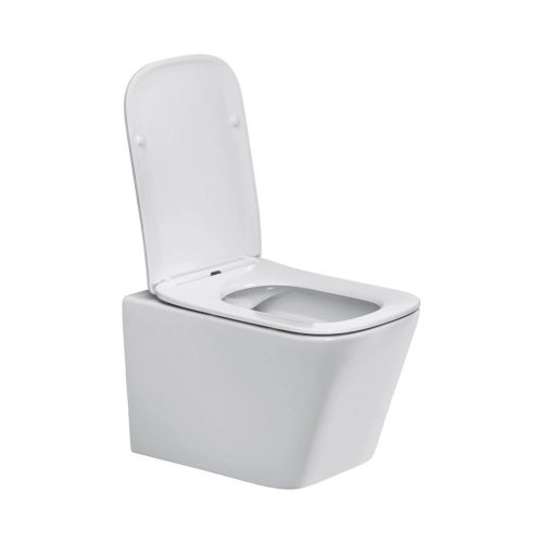 Eros ES QUADRO fali wc - ülőkével komplett - perem nélküli öblítés - 49,5 cm