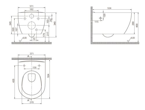CeraStyle CITY fali WC - MATT FEHÉR- BEÉPÍTETT bidé funkcióval -rimless -perem nélküli