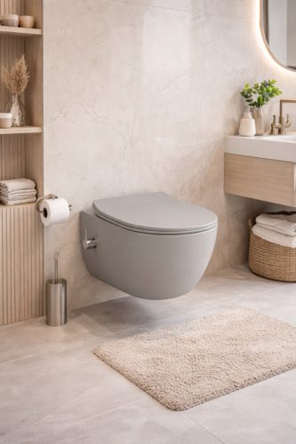 CeraStyle CITY fali WC - MATT SZÜRKE - BEÉPÍTETT bidé funkcióval - perem nélküli