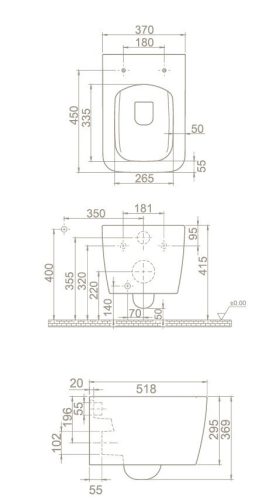 CeraStyle HERA fali WC - MATT SZÜRKE - rimless - perem nélküli - rejtett szerelésű