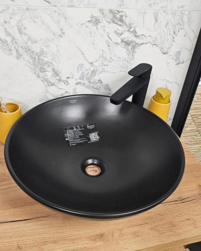 CeraStyle ZERO - PULTRA ültethető - Top Counter - porcelán mosdó - O - MATT FEKETE - Ø 46 cm