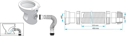 TEXO flexibilis WC bekötőcső Ø 110 x 0,35 m
