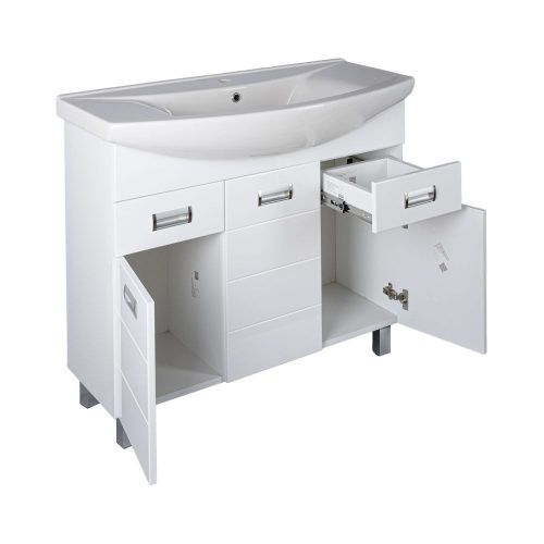 Viva SZQUARE 100 lábon álló fürdőszobabútor Sanovit ZENON 6095 porcelán mosdóval 97 x 51 cm