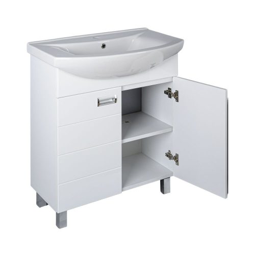 Viva SZQUARE 65 lábon álló fürdőszobabútor Sanovit ZENON 6065 porcelán mosdóval 65 x 47 cm