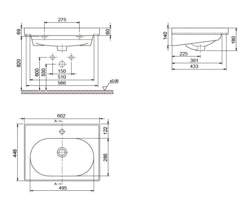 CeraStyle BLUE - porcelán mosdókagyló - 60 x 47 cm