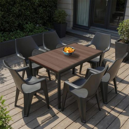 Parker 6+1 kerti bútor garnitúra szett dió-grafit