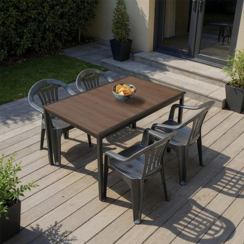 Rowen 4+1 kerti bútor garnitúra szett dió-grafit