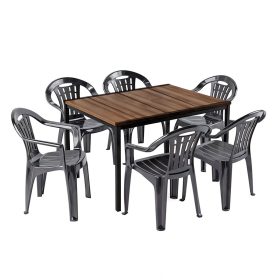 Rowen 6+1 kerti bútor garnitúra szett dió-grafit