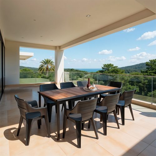 Ravello Large 8+1 kerti bútor garnitúra szett dió-fekete