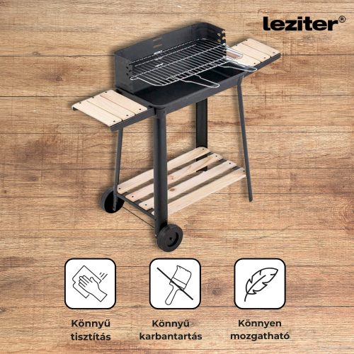 Téglalap alakú görgős faszenes grill