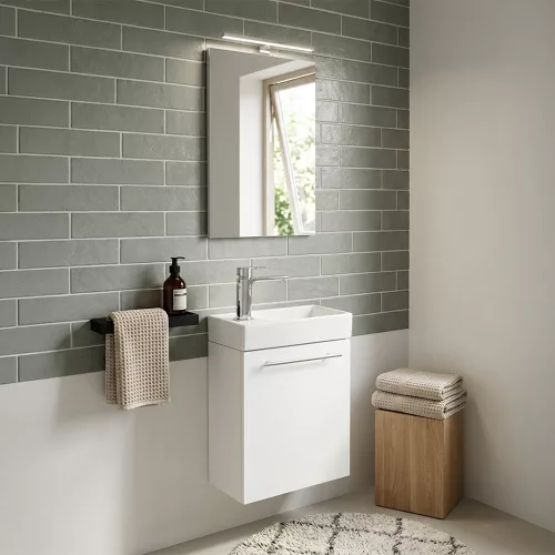 Fantastic alsó fürdőszoba bútor, mosdóval, fehér színben