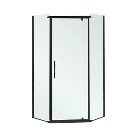   Celtic 100x100 cm ötszögletű zuhanykabin tálca nélkül fekete
