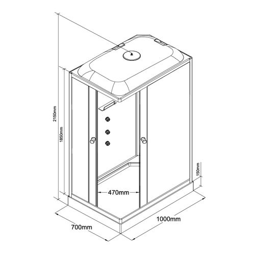 Valerie 70x100 cm szögletes hidromasszázs zuhanykabin