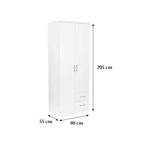Miami gardróbszekrény 80x205 cm fehér-fehér