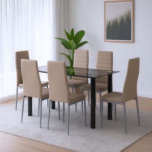 Denton 6+1 étkező garnitúra bézs-szürke