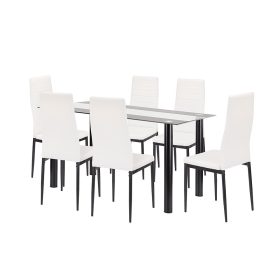 Denton 6+1 étkező garnitúra fehér-fekete