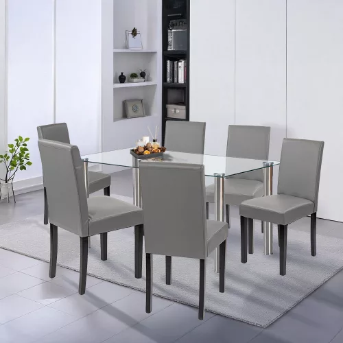 Cadiz 6+1 étkező garnitúra fehér-szürke