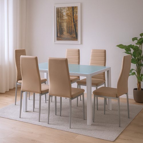 Mabel 6+1 étkező garnitúra bézs-szürke