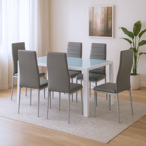 Mabel 6+1 étkező garnitúra szürke-szürke