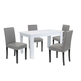 Leon 4+1 étkező garnitúra fehér-szürke