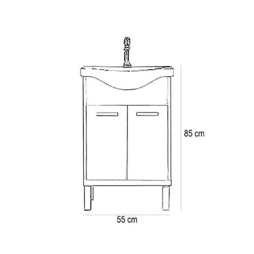 Nerva 55 alsó szekrény, mosdóval