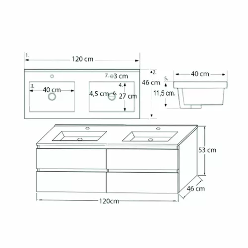 Porto 120 alsó szekrény mosdóval