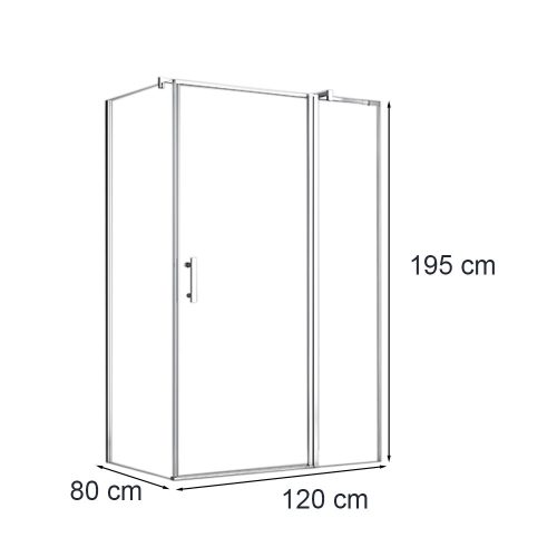 Simple 80x120 cm nyílóajtós aszimmetrikus zuhanykabin zuhanytálca nélkül