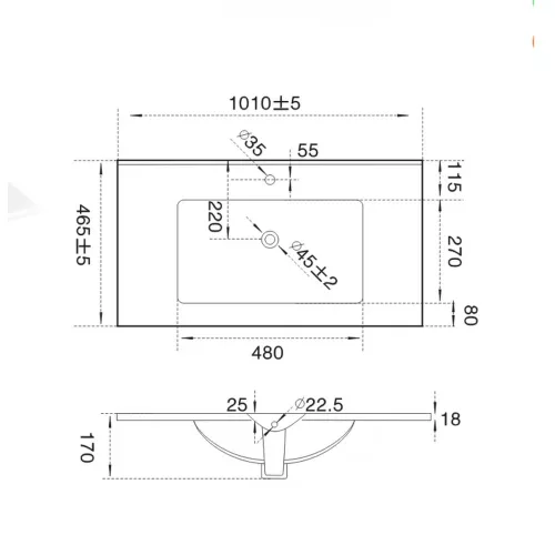 Flat Design mosdó 18x100x46 cm