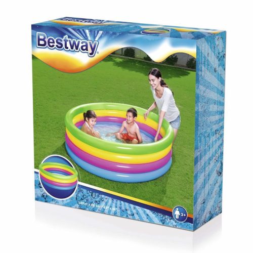 BESTWAY, 51117, Rainbow, felfújható szivárványszínű gyermekmedence, 1,57 x 0,46 m