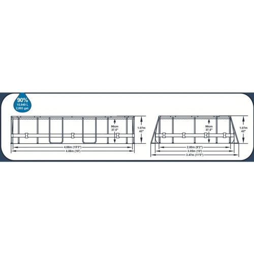BESTWAY Power Steel csővázas medence szett, 488 x 305 x 107 cm, ovális, papírszűrős, létrával, ChemConnect adagolóval, takaróponyvával (56448)