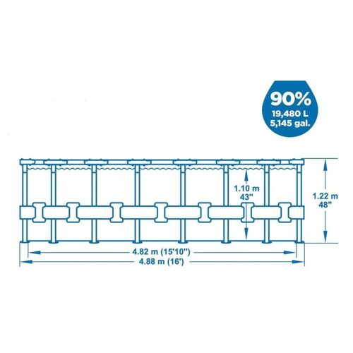 BESTWAY Steel Pro Max csővázas medence szett, 488 x 122 cm, papírszűrős, létrával, takaróponyvával (5612Z)