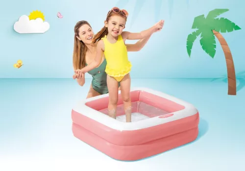 INTEX 57100, Play box, felfújható sokszínű gyermekmedence, 0,86 x 0,86 x 0,25 m