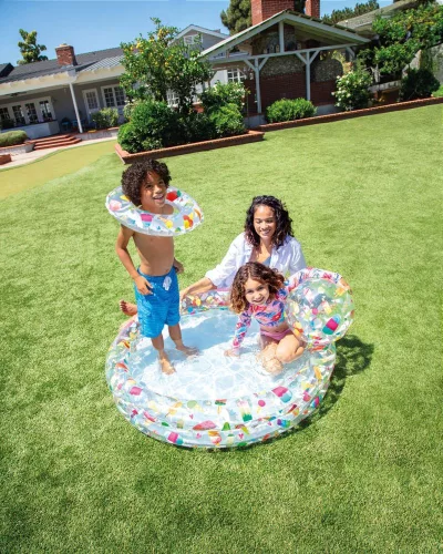 INTEX 59460, Just so fruity, felfújható gyemekmedence kerékkel és labdával, 1,22 x 0,25 m
