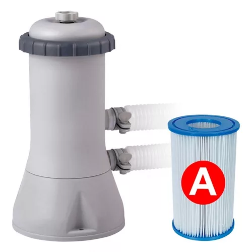 INTEX MetalPrism Set kör alakú medence szett 366 x 76 cm, 2m³ papírszűrős vízforgató rendszerrel, Hydro Aeration befúvóval, 6503 literes, szürke (26712)