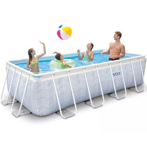 INTEX MetalPrism Set Chevron négyszögletű medence 400 x 200 x 100 cm (26780)