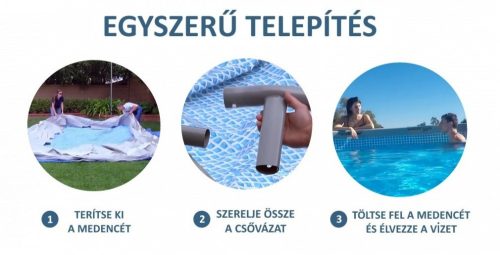 INTEX MetalPrism Set Chevron négyszögletű medence 400 x 200 x 100 cm (26780)