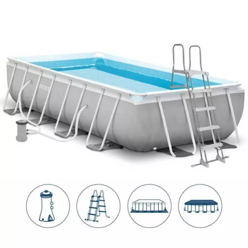 INTEX MetalPrism Set négyszögletű medence 488 x 244 x 107 cm (26792)