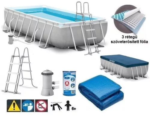 INTEX MetalPrism Set négyszögletű medence 488 x 244 x 107 cm (26792)