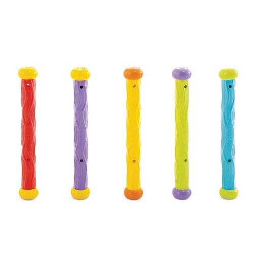 Víz alatti játék, Intex, Játékpálcikák, 19 × 3 cm, többszínű, puha rugalmas anyagból, süllyedő kialakítással, függőlegesen megáll a vízben (55504)