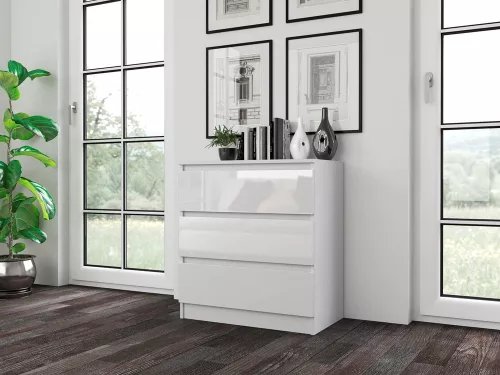 M3 fiókos szekrény, fényes fehér