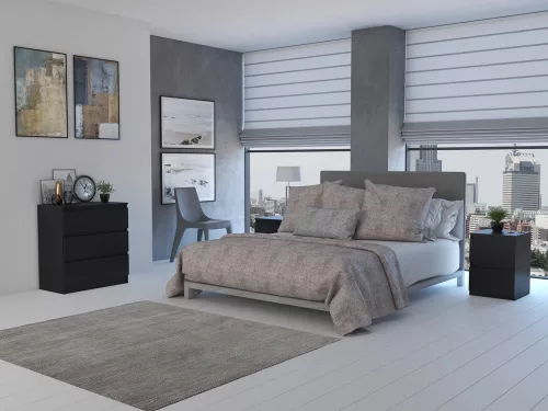 M3 fiókos szekrény, fekete