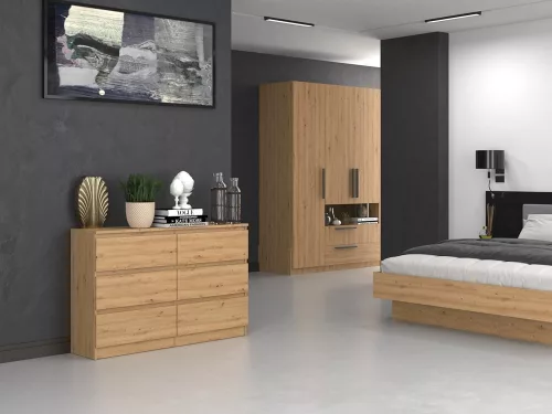 M6 120 fiókos szekrény, tölgy