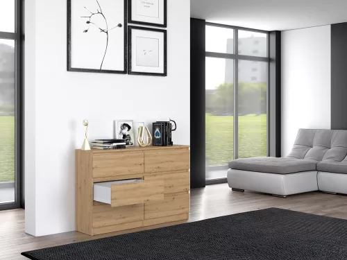 M6 120 fiókos szekrény, tölgy